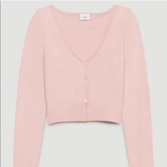 WILFRED Santorini Cardigan Sweater Cashmere Wool Dawn Pink M Medium Aritzia - Picture 8 of 16